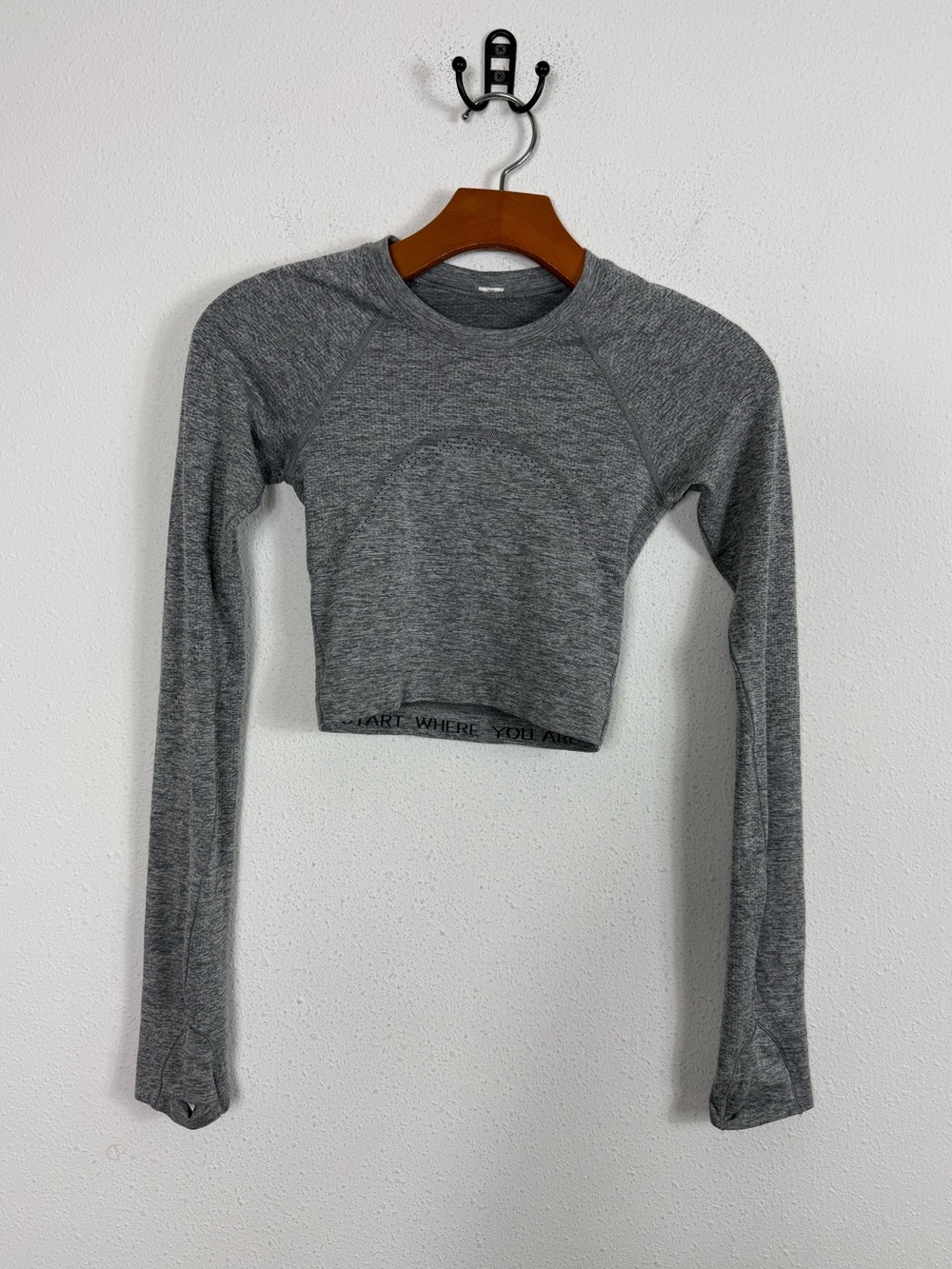 Lululemon Swiftly Tech Cropped Long Sleeve Gray Sz 0
